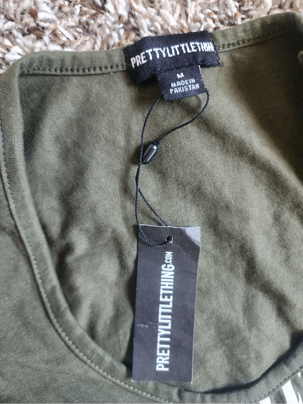 PRETTYLITTLETHING Olive Green V-Neck Men’s Sweater